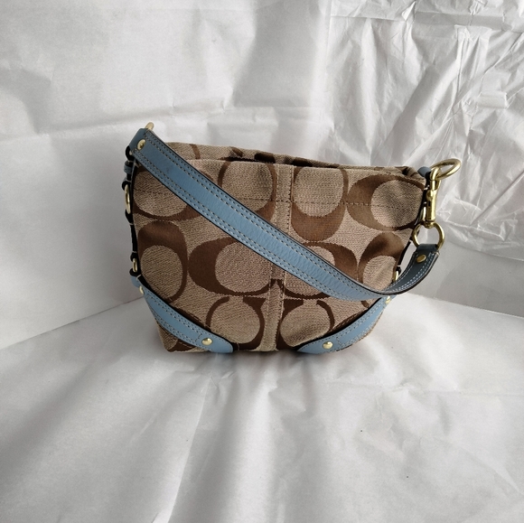 COACH Blue/Brown signature Vintage Handbag - Picture 9 of 15